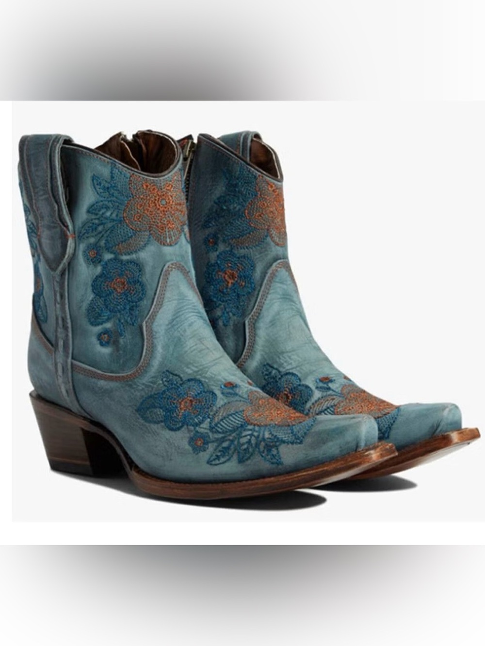 Circle G Teal Western Ankle Boots with Floral Embroidery size 9 women like new